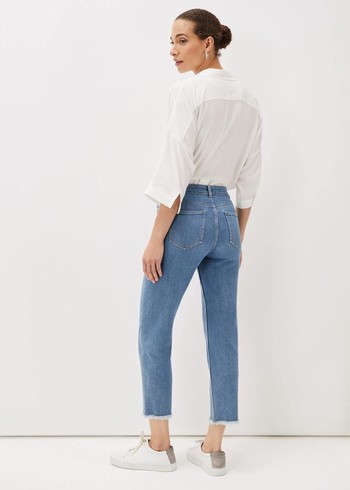 Phase Eight Petra Raw Hem Straight Leg Jeans Blue Canada | FTEIJC-615